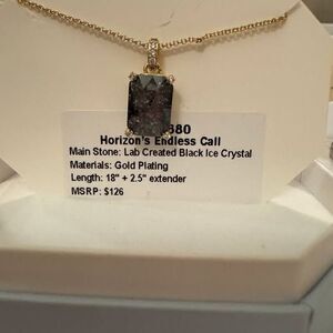 Bomb Party Necklace - "Horizon's Endless Call" Black Ice Crystal on Gold